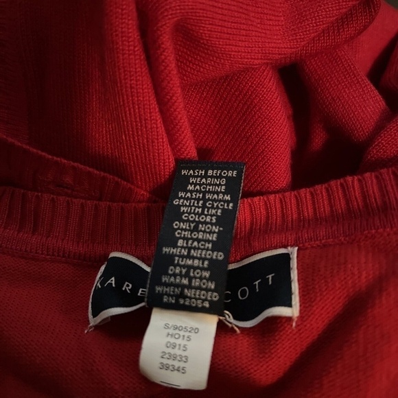 Karen Scott red, black & white cardigan sweater M - Picture 7 of 7